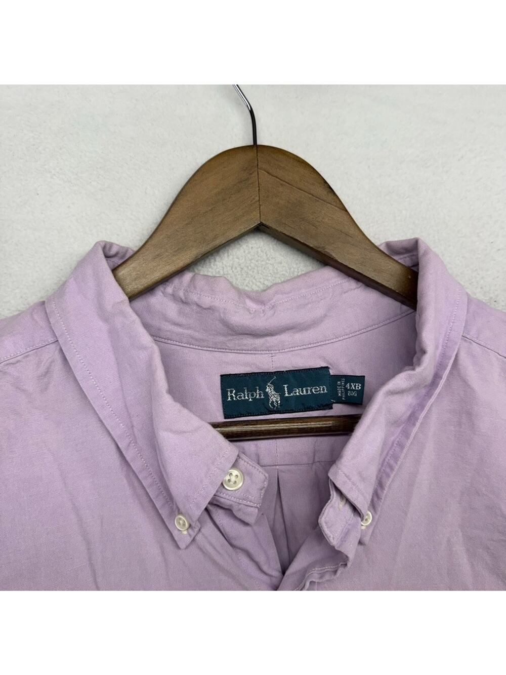 VIntage Ralph Lauren Shirt men's 4XB 4XL Big Purple Oxford Button Down Pony 90s